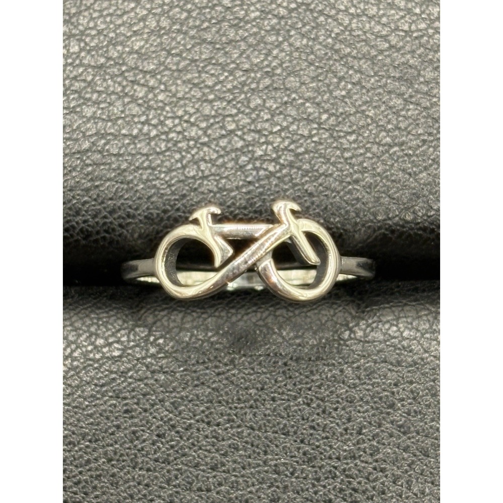 New Condition Sterling Silver Bicycle Infinity Ring Size 7 925 E4